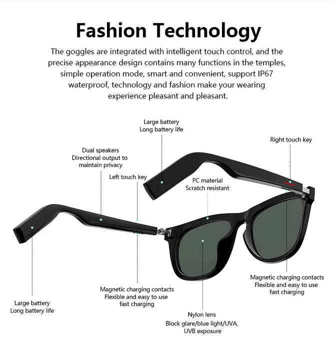 2022 Smart Glasses Audio Sunglasses Wireless Smart Connection Mobile Phone Play Music E9 Smart Glasses