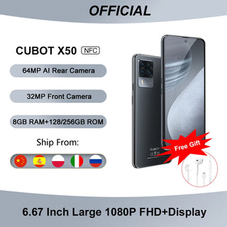 Cubot X50 Smartphone 8GB RAM 128/256GB ROM 64MP Quad Camera 6.67" FHD+ Screen 32MP Selfie NFC Global 4G LTE Mobile Phone 4500mAh