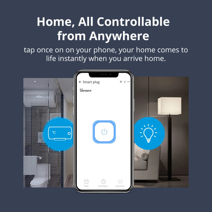 SONOFF S26 R2 WiFi Smart Plug 16A Power Socket EU/FR/US/CN/IL/IT/BR Wireless Switch Timing Via Ewelink Alexa Google Home Alice