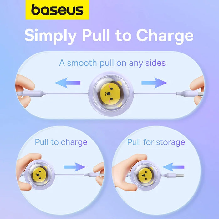 Baseus Retractable USB Cable 3 in 1 Fast Charging Micro USB Type C Charger Cable For iPhone Samsung Wire Cord For Huawei Xiaomi