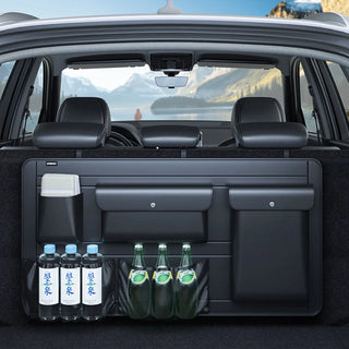 High Capacity Adjustable Car Storage Box Backseat 5 Bag Trunk Organizer Multi-use PU Leather Car Seat Back Organizers with Bag