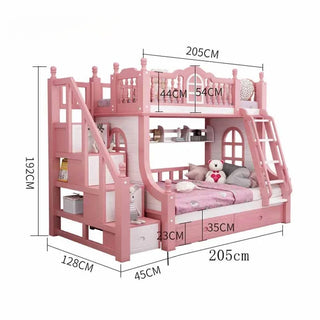 Solid Wood Bunk Bed Slide Children Princess Up Down Kids Bed For Bedroom Bed Design Multifunctional Furniture