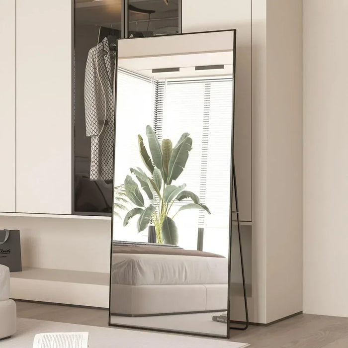 Full-length mirror 65 ×24,floor-to-ceiling standing mirror,bedroom against the wall,dresser and wall-mounted thin-framed mirror