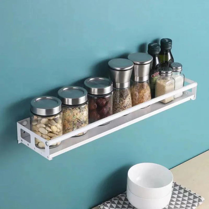 Wall Mount Kitchen Organizer Shelves Spice Jar Storage Rack Seasoning Holder Stainless Steel Shelf Kitchen Accessories