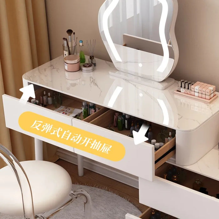 French Cream Style Solid Wood Dressing Table, Bedroom, Simple and Multifunctional Storage Cabinet, Integrated Dressing Table