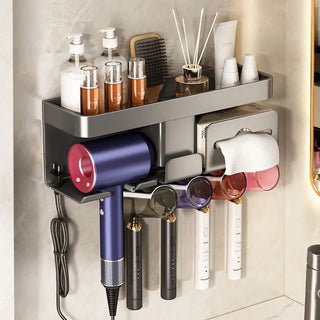 Punch-free Brushing Cup Storage Rack Home Washroom Mouthwash Cup Wall-mounted Space Aluminum Toothbrush Holder Drainable Water