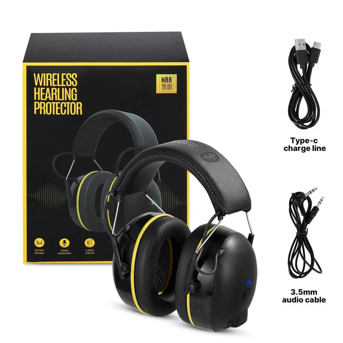 30dB SNR Hearing Protection Headphones with Bluetooth Rechargeable Noise Reduction Safety Ear Muffs Wireless Hearing Protector