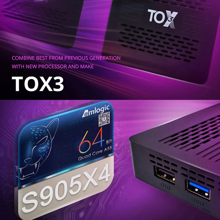 TOX3 Version 2.0 Smart TV Box Android 11 Amlogic S905X4 Media Player Android 11.0 Set Top Box 2T2R Dual Wifi 1000M AV1 4K 60fps