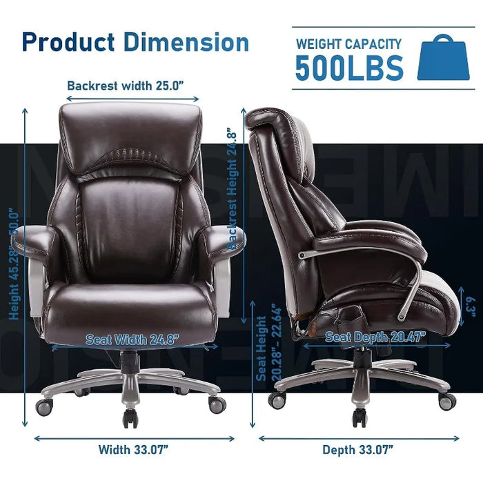 Big and Tall Office Chair 500lbs-Heavy Duty Ergonomic Computer Chair with Extra Wide Seat, High Back Executive Large