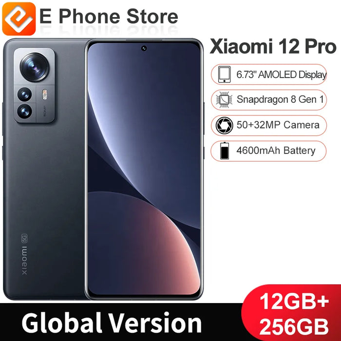 Global Version Xiaomi 12 Pro 12GB+256GB Snapdragon 8 Gen 1 50MP+32MP Camera 6.73 inch AMOLED Display  4600mAh Battery NFC (New)