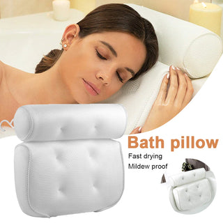Spa Non-Slip Bath Pillow Cushioned Bath Tub Spa Pillow Bathtub Head Rest Pillow With Suction Cups For Neck Back Bathroom Supply