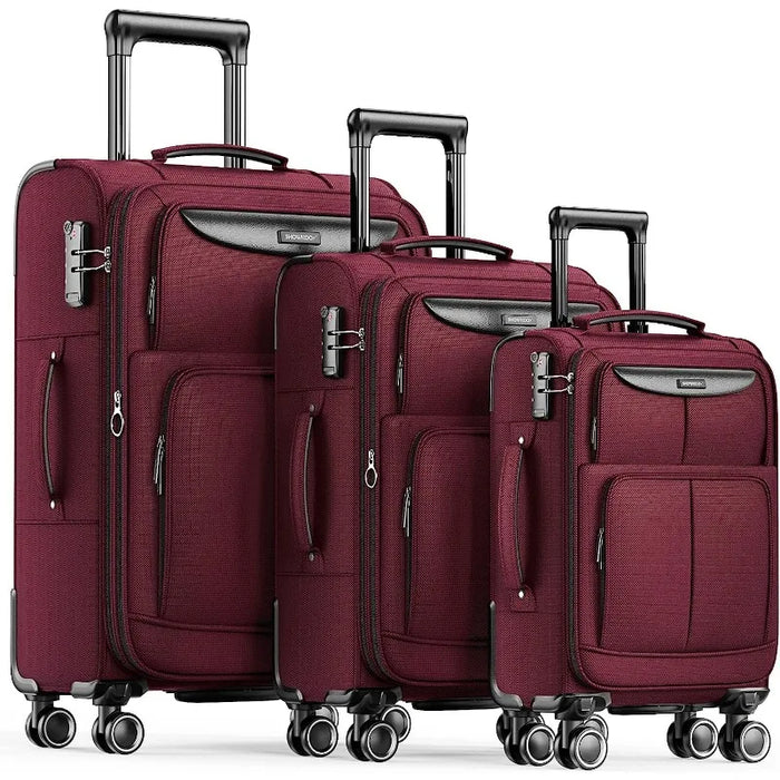 Luggage Sets 3 Piece Softside Expandable Lightweight Durable Suitcase Sets Double Spinner Wheels (20in/24in/28in)