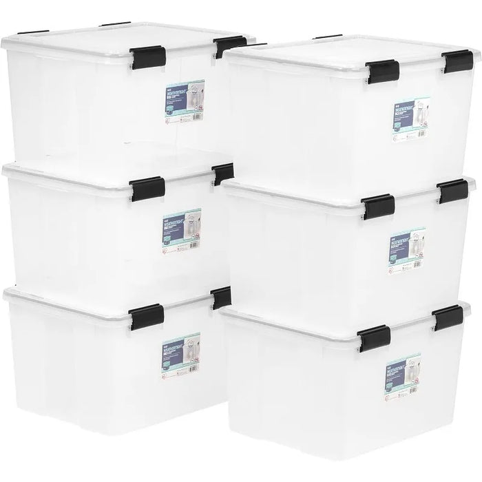 4Pack 62qt WEATHERPRO Airtight Plastic Storage Bin with Lid and Seal and Secure Latching Buckles