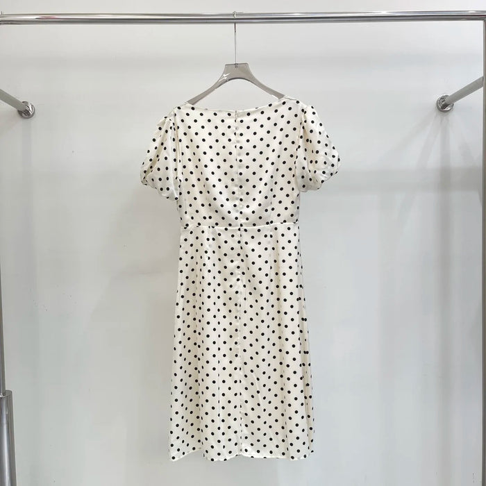 2024 Spring/Summer New Women's Wear Fashionable Elegant Versatile Polka Dot Stitching Jacquard Dress 0420