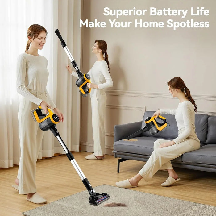 Cordless vacuum cleaner for batteries, 6-in-1 lightweight vacuum cleaner with 2-mode suction, 250W brushless motor