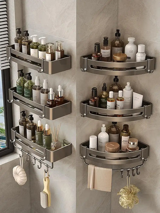 Drill-Free Bathroom Wall Shelf for Handwashing, Toilet, and Basin - Triangle Storage Organizer