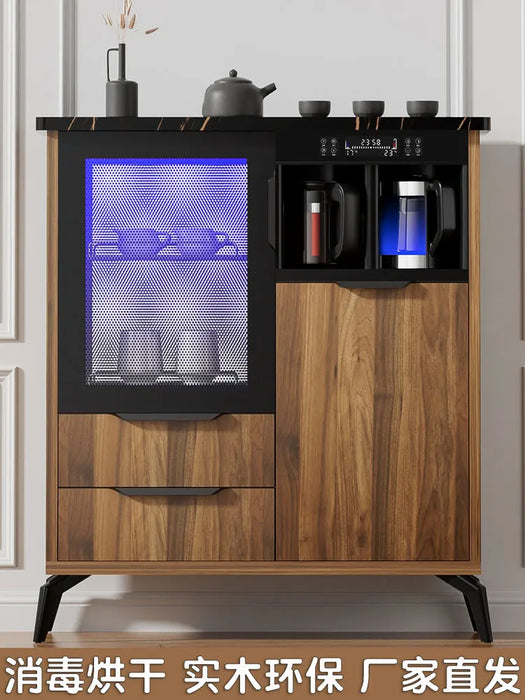 Home intelligent fully automatic solid wood tea bar machine, bottle disinfection cabinet, ice and hot water dispenser