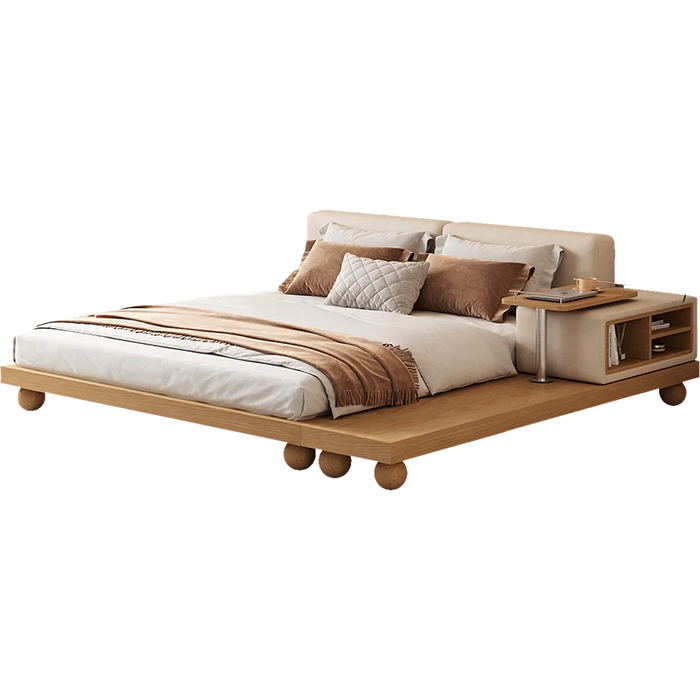 Nordic tatami bed, Japanese cream style, multifunctional solid wood foot double bed, 1 .8m marriage bed