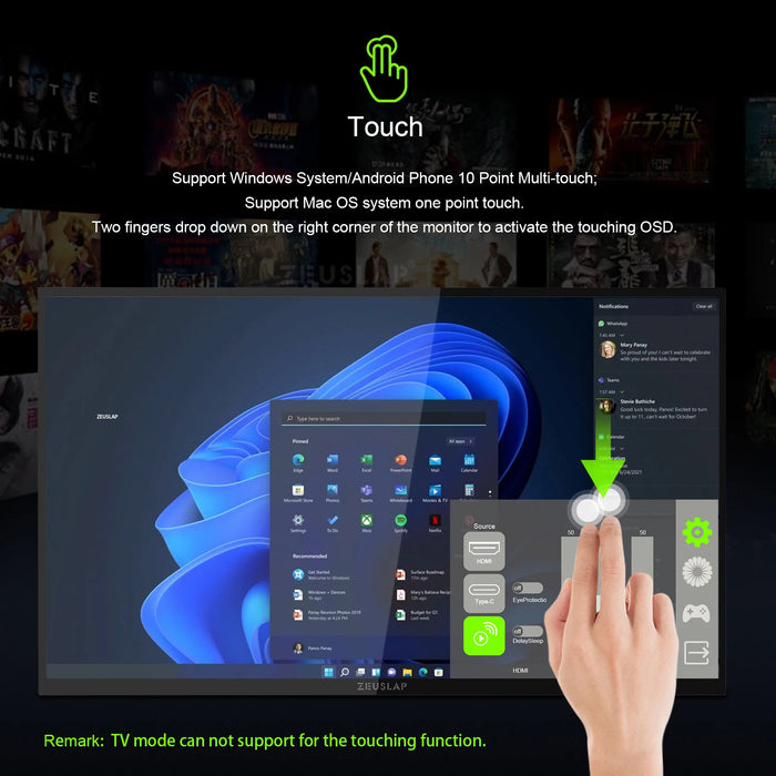 ZEUSLAP 18.5" Smart Portable Monitor Z18TV PRO with Google TV Touch Screen Display For Mini PC Laptop Phone Xbox PS4 PS5 Switch