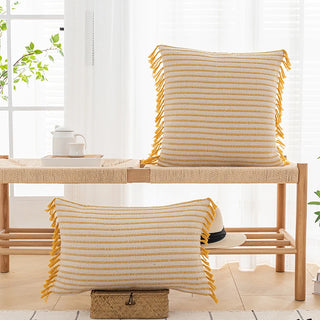 Striped  Yellow Gray Black Cushion Cover Tassel Pillowcase Woven Home Decoration Sofa Bed Living Room Sofa 45x45cm/30x50cm