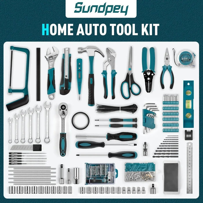 Sundpey 379-PCs Home Tool Kit - Protable Complete Household and Auto Repair Tool Set