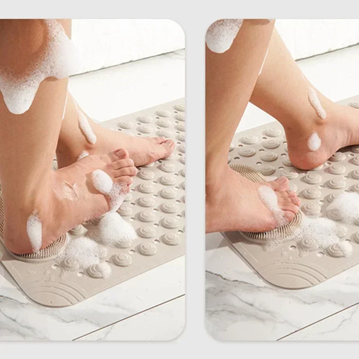 Non-Slip Suction Cups Bathroom Mat Shower Bath Mat Foot Massager with Silicone Suction Cup Massage Brush for Bathroom Home Use