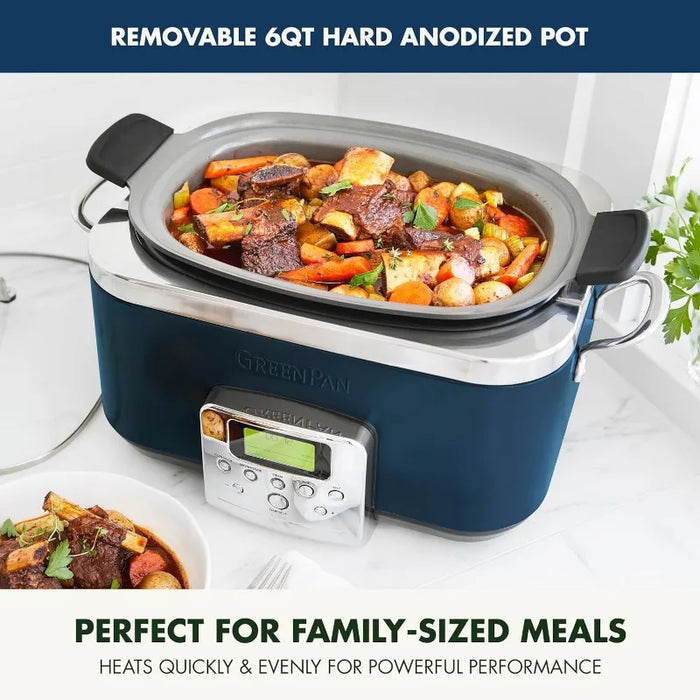 Elite 8 - in -1 Programmable 6QT Electric Slow Cooker, Dishwasher Safe Lid & Removable Crock, PFAS-Free Healthy Ceramic Nonstick