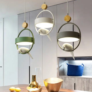 Nordic Led Indoor Bird Pendant Light Kitchen Dining Room Hanging Lamp Fixture Luminaire Modern Wooden Home Decor Drop Lighting