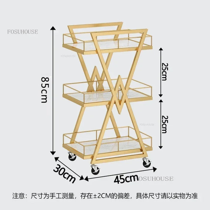 Modern Wrought Iron Salon Trolleys Salon Furniture Household Multi-layer Storage Rack with Wheels Luxury Manicure Tools Trolley