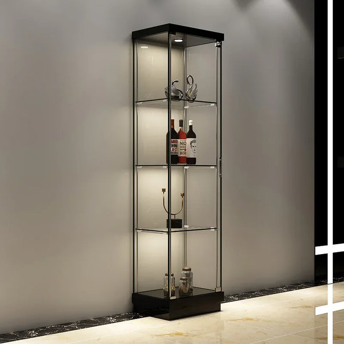 Tempered glass wine cabinet in living room, modern and minimalist home, wall mounted dining cabinet, display cabinet in