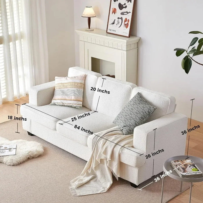 84" Sofa, Sofa Bed Couch, Sleeper Sofa with Extra Deep Seats, Sectional Couches for Living Room, Teddy Velvet Oyster White