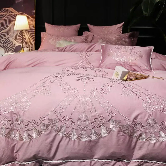 New Design Home Textile King Size Custom Embroidery Pattern 100% Cotton Bedding Set