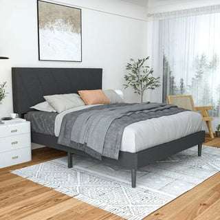 Bed Frame, with Headboard and Wooden Slats, Non-slip, Noiseless Design, No Need for A Spring Box, Easy To Assemble, Bed Frame