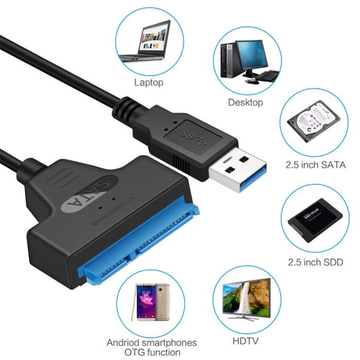 SATA to USB Cable USB 3.0 /Type-C to SATA III Hard Driver Adapter for 2.5" HDD/SSD SATA III Hard Disk Drive USB SATA Converter