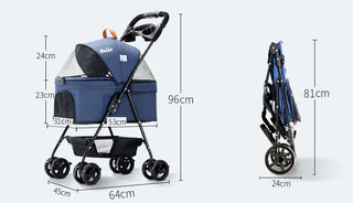 Lealoncat New Pet Stroller Travel Folding Carrier Easy One-Hand Fold Luxury Pet Dog Stroller 4 Wheels with Customizable logo