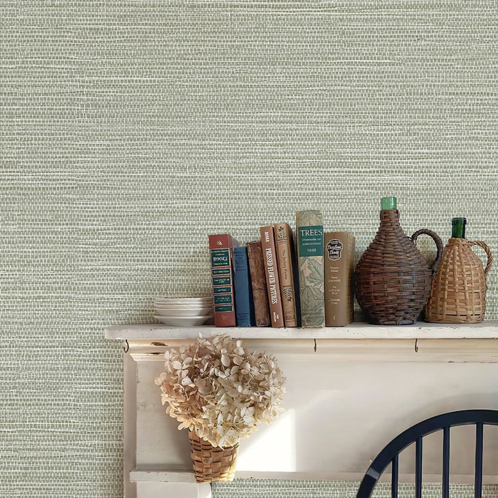 Grasscloth Wallpaper Peel and Stick Green Home Decor Grassweave Self-adhesive Furniture Cabinet Sticker Textured Contact Paper