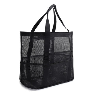 Women's Transparent Mesh Shopping Totes Fashion Light and Versatile Large-capacity Portable Handbag Beach Mesh Bag Shoulder Bag