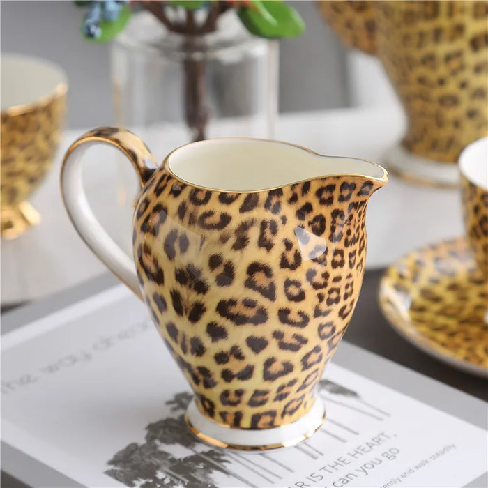 Leopard Print Bone China Coffee Set Luxury Porcelain Tea Set Pot Cup Ceramic Mug Sugar Bowl Creamer Teapot Drinkware Coffeeware