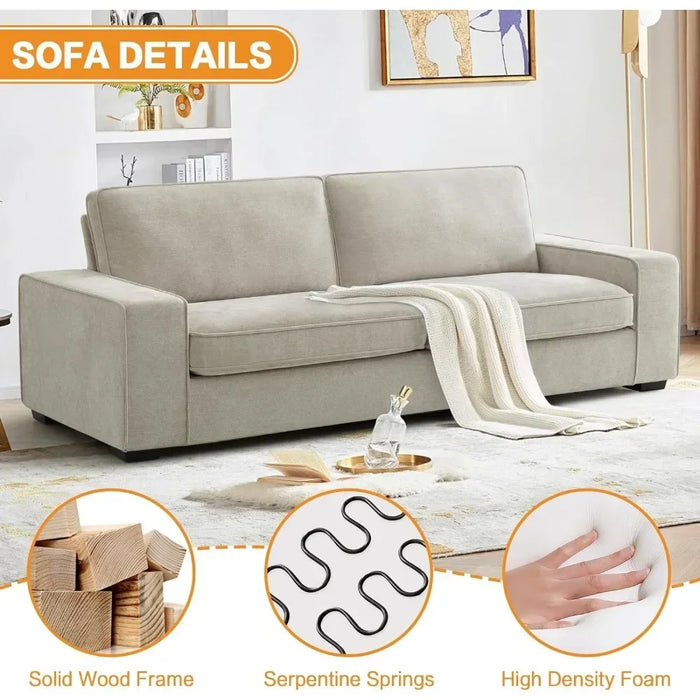 For Living Room, Modern Lounge Sofa for Bedroom with Removable Back and Seat Cushions, Deep Seat Comfy Couch