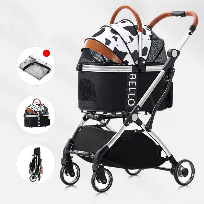 Foldable Detachable Pet Travel Bag Pet Stroller Carrier Outdoor Weather Cover Pet Cart Dog Travel Stroller Trolley Cart