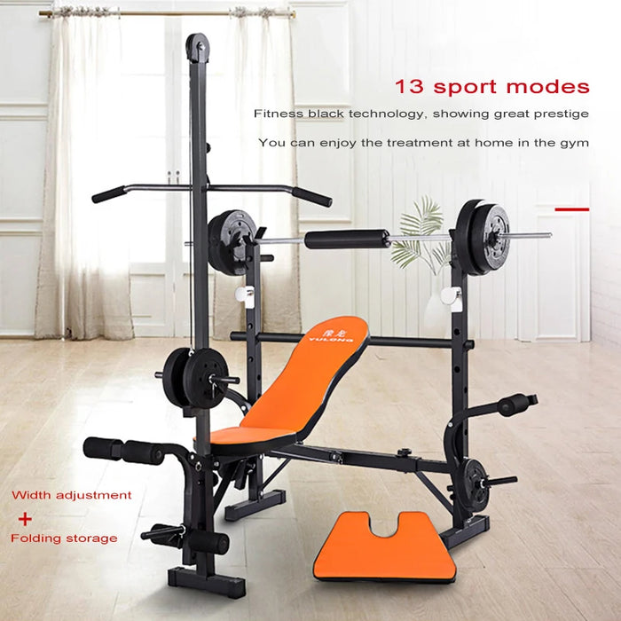 Multi Functional Weight Lifting Bed, Folding Squatting Frame Set, Household Fitness Bench