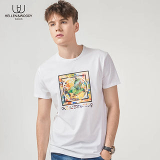 Print T-Shirt for Men Fashion Slim Fit Lizard Pattern Tops Tees Casual O-Neck Cotton Short-Sleeve Clothing