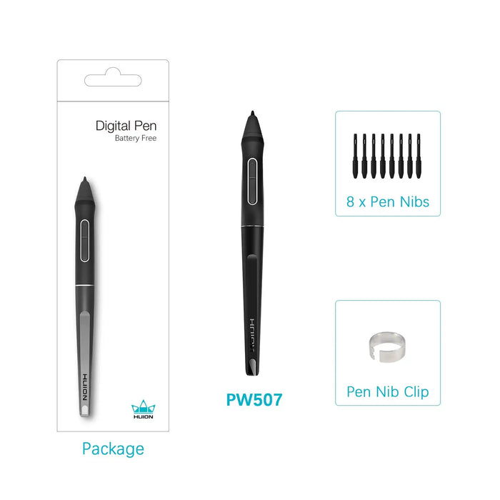 HUION PW507 Battery-Free Stylus for Huion Kamvas PRO 12 / PRO 13 / Pro 16, Kamvas 16 / 20