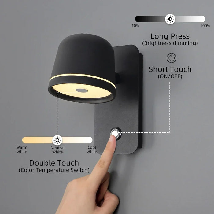 Aisilan LED Wall Lamp with Touch Dimmer Adjustable 3-CCT Brightness Wall Sconce for Modern Nordic Bedroom Living Room Decoration