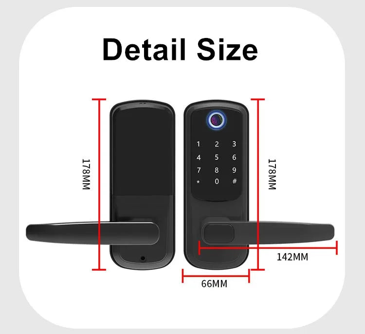 HFSecurity Tuya APP BT WIFI Fingerprint Smart Door lock Digital Smart Locks Biometric Card Wooden Door Lock Remote Control