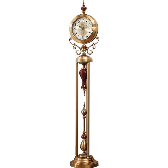 European-Style Mute the Grandfather Clock Luxury Vertical Clock American Creative Desk Clock Villa Metal Quartz Clock