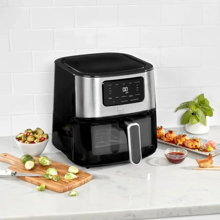 6-Qt Basket Air Fryer Oven that Roasts, Bakes, Broils & Air Frys - Digital Display with 5 Presets, Non-Stick & Dishwasher Safe