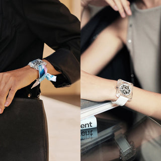 CIGA Design Transparent Automatic Skeleton Watch for Women Luxury R Series K9 Crystal Love Exquisite Wrist Timepiece 3 Straps
