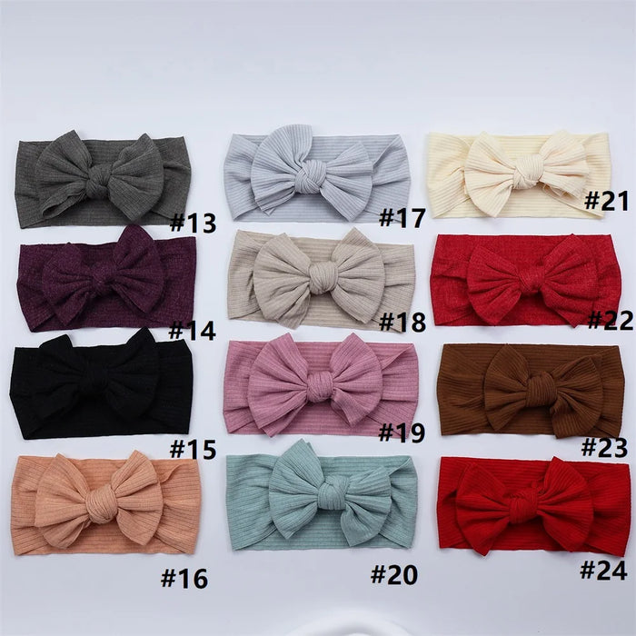 New Colors Knit Baby Headbands Rib Bow Elastic Soft Newborn Headbands for Baby Girl Children Turban Infant Kids Hair Accessories