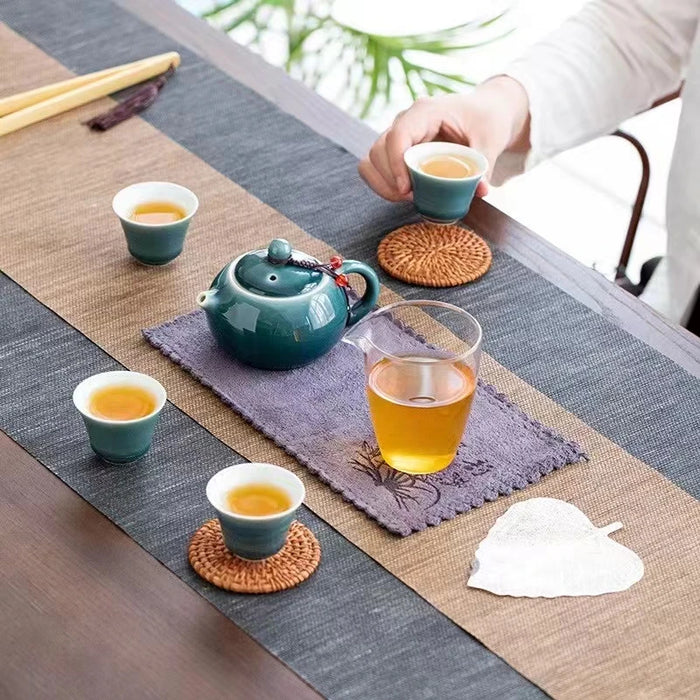 Mini travel tea set portable Chinese style ancient charm household gift teacup teapot cover bowl